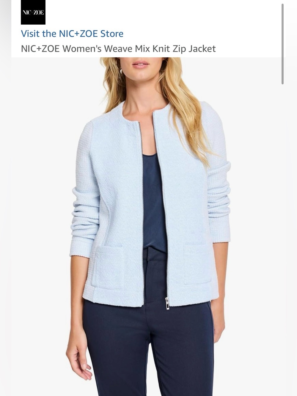 NIC+ZOE Women's Weave Mix Knit Zip Jacket